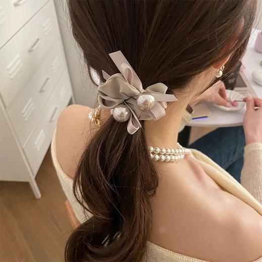 雀说 韩版大肠圈珍珠发饰高贵头绳时尚发绳高马尾皮筋百搭4ZF-31807 商品图3