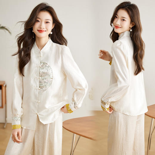 气质优雅，新中式国风盘扣立领衬衣HR-CPYY8027 商品图2