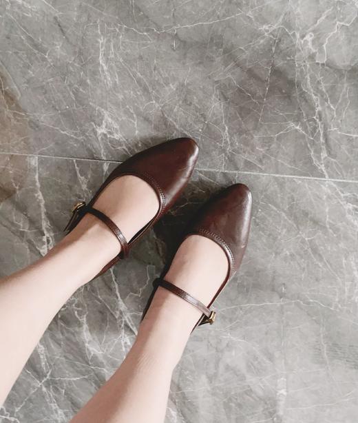 新款The Row同款复古软底一字式扣带牛皮浅口平底单鞋女玛丽珍女鞋 商品图7