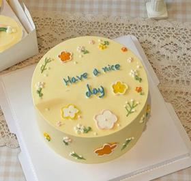 【优品系列】---【愉快的一天】手绘花送女孩子、女生蛋糕