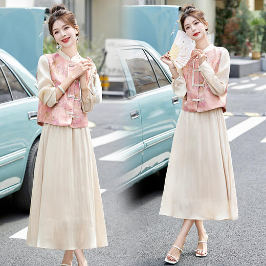 简约气质，中式盘扣马甲两件套HR-HRYZ9642 商品图4