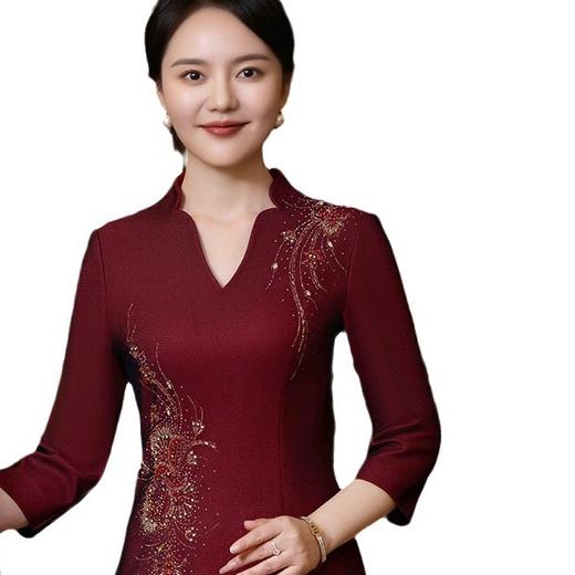 MLY喜婆婆敬酒服旗袍结婚妈妈装洋气高腰显瘦中长款过膝秋春装新款 商品图4