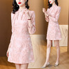 提花改良旗袍裙，新中式国风盘扣连衣裙AHM-ybb5071 商品缩略图1