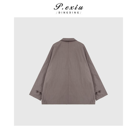 04-6潘依绣丁丁宠粉设计感极简风不规则斜襟宽松长袖外套 W-61293 商品图1