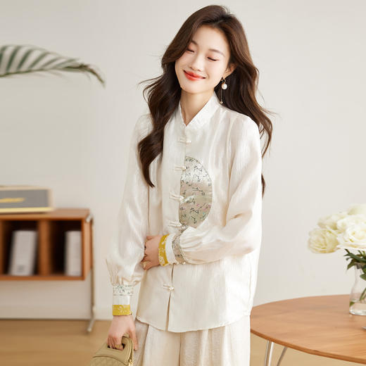 气质优雅，新中式国风盘扣立领衬衣HR-CPYY8027 商品图8