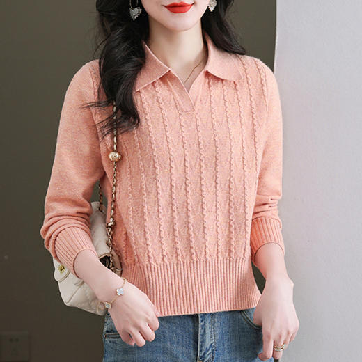 CC101-86159-2024春秋季外穿女士毛衣配半身裙子短款上衣洋气小个子针织打底衫 商品图2