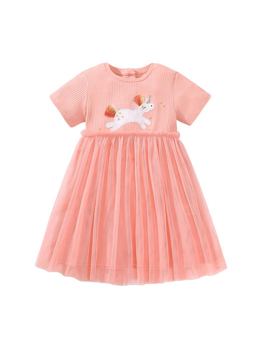 【可爱立体流苏装饰纱裙】Little maven 欧美风卡通女童裙子夏款透气公主裙儿童短袖连衣裙 商品图4