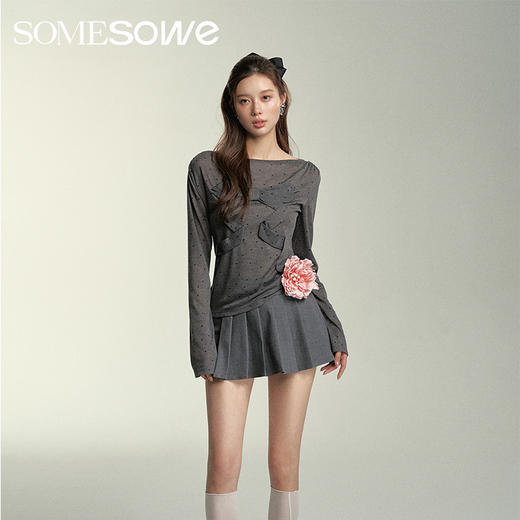 预售 | SOMESOWE 折纸蝴蝶结波点微透上衣-S2407044[福利品] 商品图2
