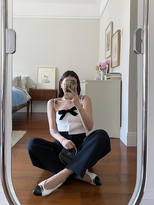 my tweed bow strap white 商品图4