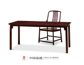 红桥红  家具严选  血檀(染料紫檀）赞比亚紫檀  【八角瓜棱腿书桌、梳背椅两件套】