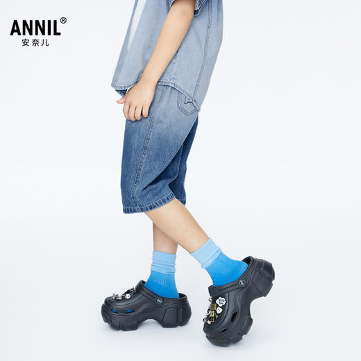 男童渐变泡芙软牛仔七分裤裤子新款安奈儿童装实体店同款AB426604 商品图1