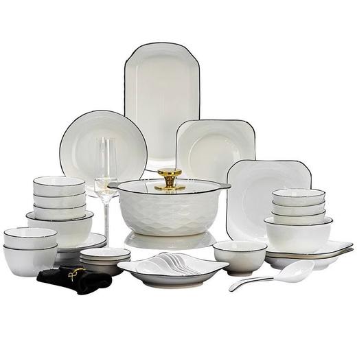 高档欧式碗碟套装家用釉下彩现代轻奢陶瓷餐具鱼盘面饭碗组合乔迁 商品图9