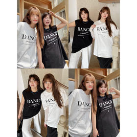 2024 棉羊毛长袖字母印花背心短袖三版T恤女春季大码上衣