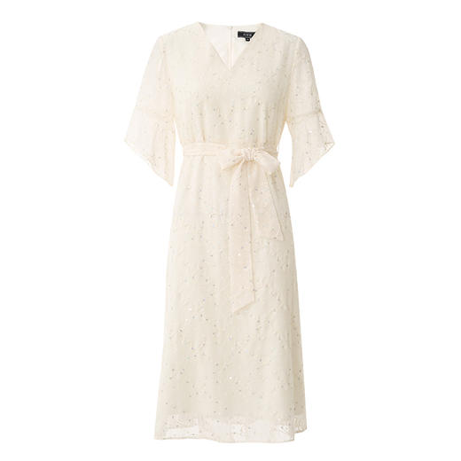 EITIE爱特爱时尚高级感绣花V领显瘦亮片中袖连衣裙夏新款B2407328 商品图5