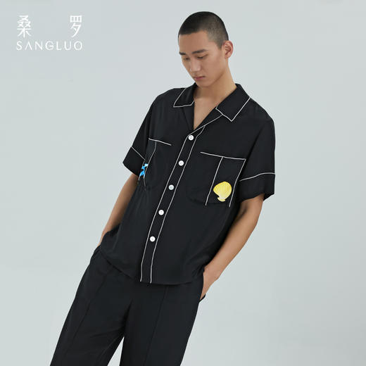 桑罗海岛系列撞色男士睡衣家居服套装反做特殊工艺 商品图0