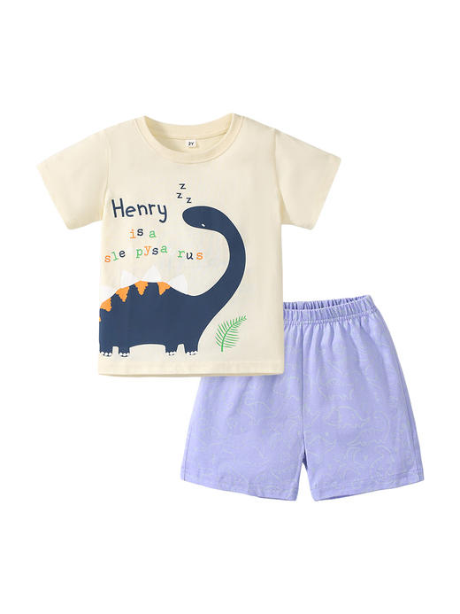 【小恐龙纯棉两件套】Little maven2024夏款儿童套装纯棉卡通上衣短裤两件套男女童套装 商品图4