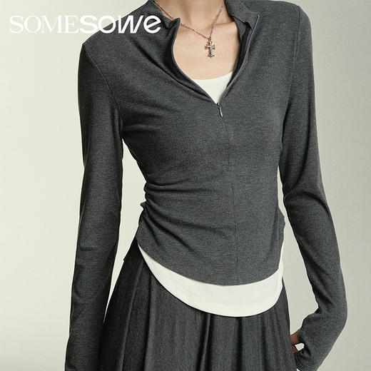 预售 | SOMESOWE 假两件弧形堆褶上衣-S2407050[福利品] 商品图2