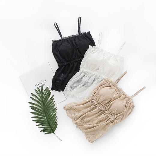 ARN-X020内衣真丝桑蚕丝抹胸性感蕾丝花边拼接吊带长款裹胸带胸垫内心背心 商品图4