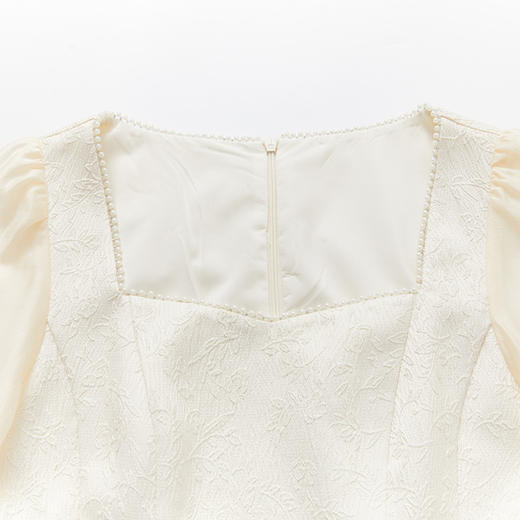 西遇假两件连衣裙女初新品珍珠V领显瘦A字裙子V0430176 商品图5