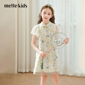 女童连衣裙2024夏季新款儿童新中式国风盘扣裙子女孩碎花公主裙