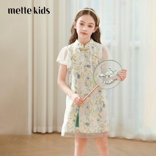 女童连衣裙2024夏季新款儿童新中式国风盘扣裙子女孩碎花公主裙 商品图0