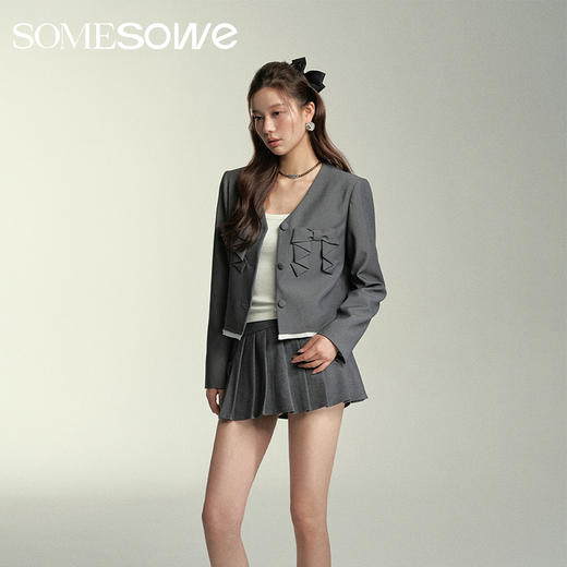 预售 | SOMESOWE 蝴蝶结设计感无领短西服-S2407048[福利品] 商品图1