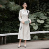 新中式国风长袖旗袍领连衣裙新款复古抽褶显瘦长裙V0340109 商品缩略图1