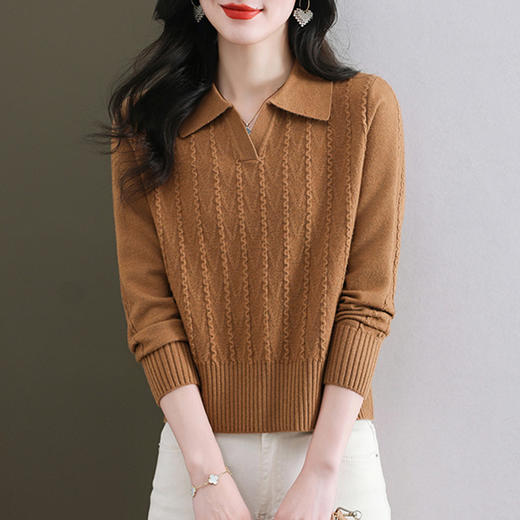 CC101-86159-2024春秋季外穿女士毛衣配半身裙子短款上衣洋气小个子针织打底衫 商品图1