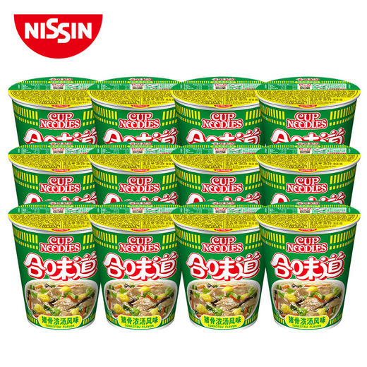 日清方便面 合味道 猪骨浓汤风味 77g*12杯整箱装 桶装速食泡面 商品图5