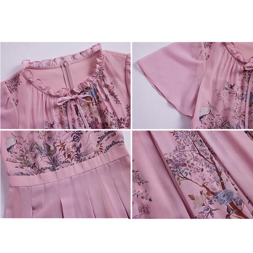 司歌印花雪纺国风连衣裙短袖A891039X 商品图1