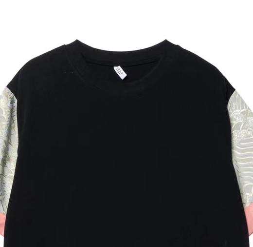 T281古布拼接短袖男夏季潮牌时尚撞色圆领半袖新款夏装休闲上衣服 商品图1