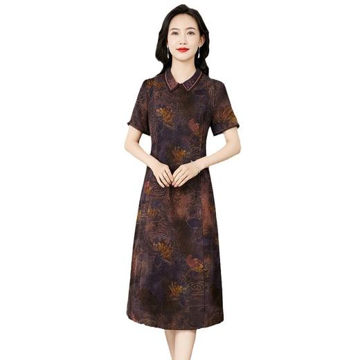 KQ-221607-40姆米重缎香云纱连衣裙子香云缎复古修身真丝桑蚕丝洋气品牌女装 商品图4