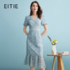 EITIE爱特爱时尚浪漫蓝色V领收腰鱼尾蕾丝修身连衣裙夏季新款B2407334 商品缩略图0
