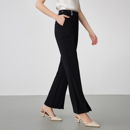 EITIE爱特爱时尚职业干练通勤百搭显瘦开叉长裤女裤B2405304 商品图2