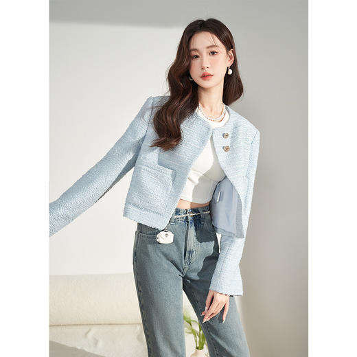 西遇法式浅蓝色小香风外套女新品经典复古开衫女上衣V0130015 商品图4