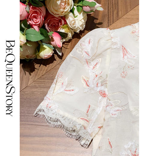 BeQueenStory【长乐未央】气质修身显瘦重工国风刺绣蕾丝连衣裙 商品图3