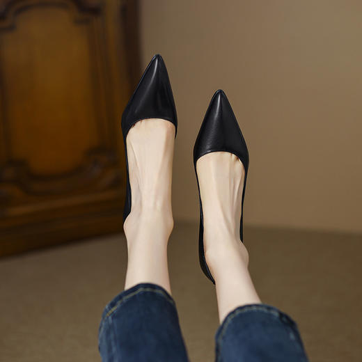 【预售5天】法式气质，棕色职业浅口尖头高跟鞋HY-M2-1 商品图3