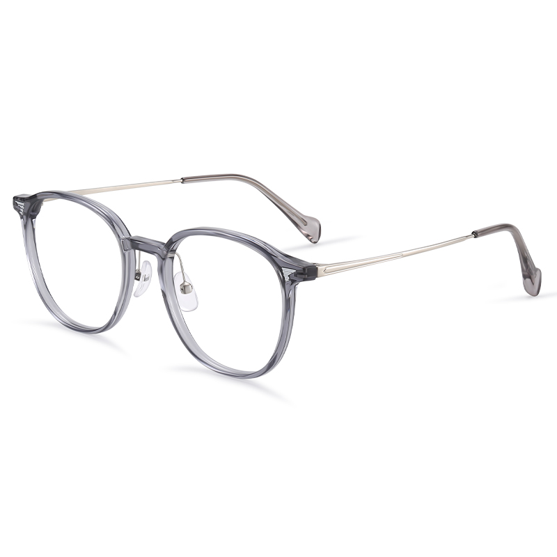 普莱斯01247光学镜框 清透椰子灰 百搭方圆型  合金+TR材质 三色可选