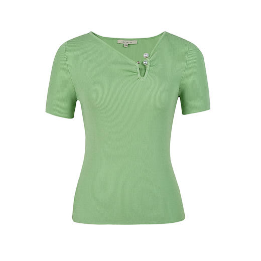 HeyDress天丝针织t恤女夏季不对称领设计短袖性感别致高级感半袖 商品图4