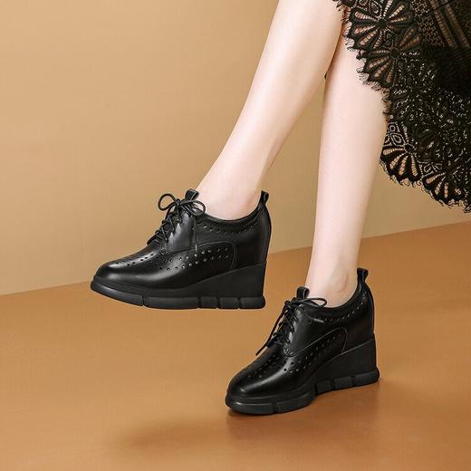 【预售5天】头层牛皮厚底坡跟深口单鞋，复古绑带高跟小皮鞋SMQ&2304 商品图3