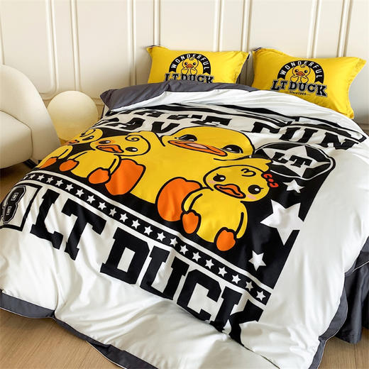 【麦上家居】全棉印花四件套-潮牌鸭（正版小黄鸭授权）MS 商品图1