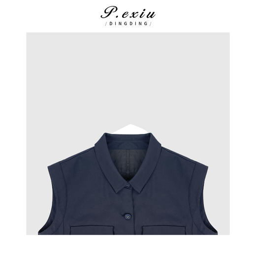 03-4潘依绣丁丁宠粉PanYiXiu/潘依绣羊毛定织工装立体剪裁通勤叠穿马甲 W-61837 商品图3