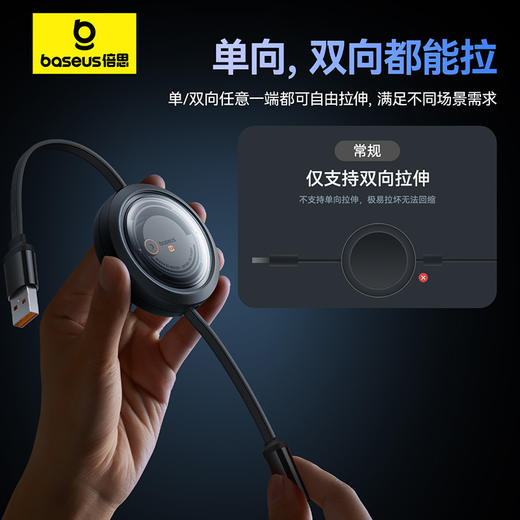 倍思 酷睿系列 随意拉伸快充数据线 USB to M+L+C 100W 1.1m 商品图4