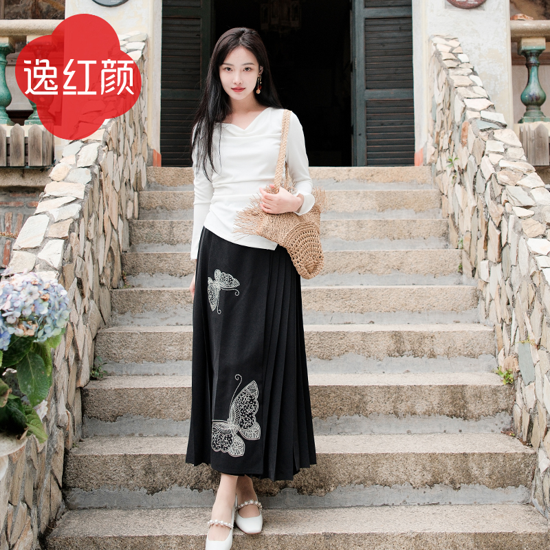 上海逸红颜南汐 文艺松弛感长袖针织新中式T恤显瘦设计感排扣上衣