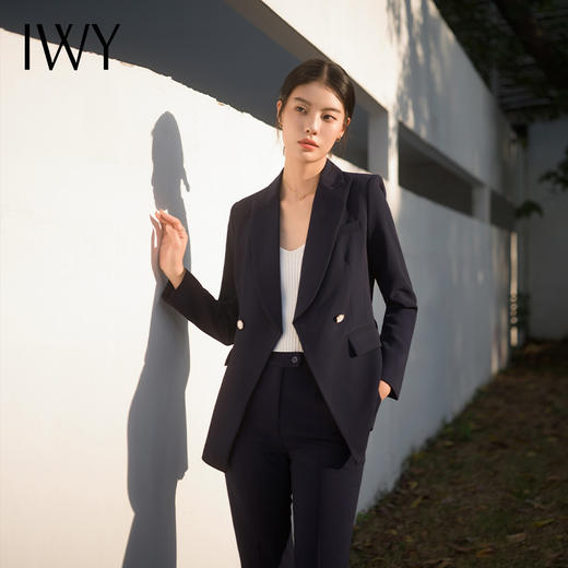 IWY/春季藏青色西装套装女宽松显瘦职业气质西服外套面试案场正装C13505+P33505 商品图4
