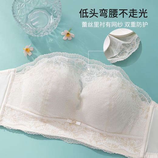 【商场同款】熳洁儿抹胸文胸蕾丝可拆肩带无钢圈防滑隐形AB通杯24201515 商品图2