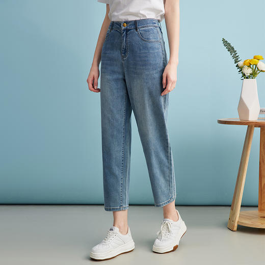 EITIE爱特爱经典高腰显瘦通勤百搭牛仔裤夏季新款B2405302A 商品图2