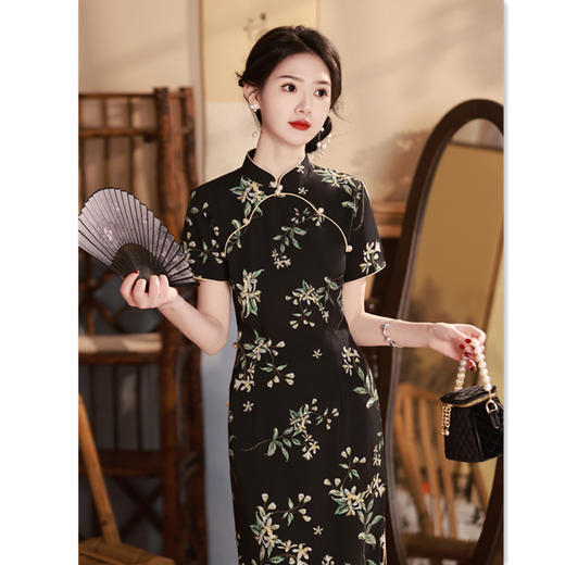 复古国风，斜纹缎短袖旗袍GX21875 商品图2