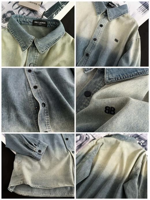 点此购买 巴黎世家春秋季男女款渐变刺绣牛仔衬衫外套 LL 283138 商品图8