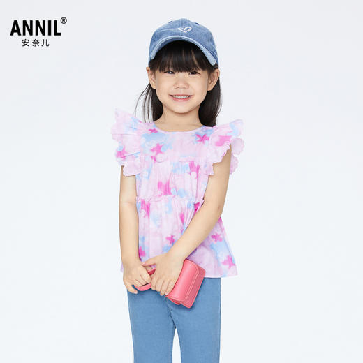 女童纯棉短袖衬衫夏季新款安奈儿童装实体店同款XG421694 商品图0